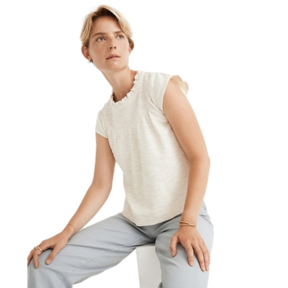 Madewell Textural Knit Ruffle-Neck Top - Picture 1 of 11